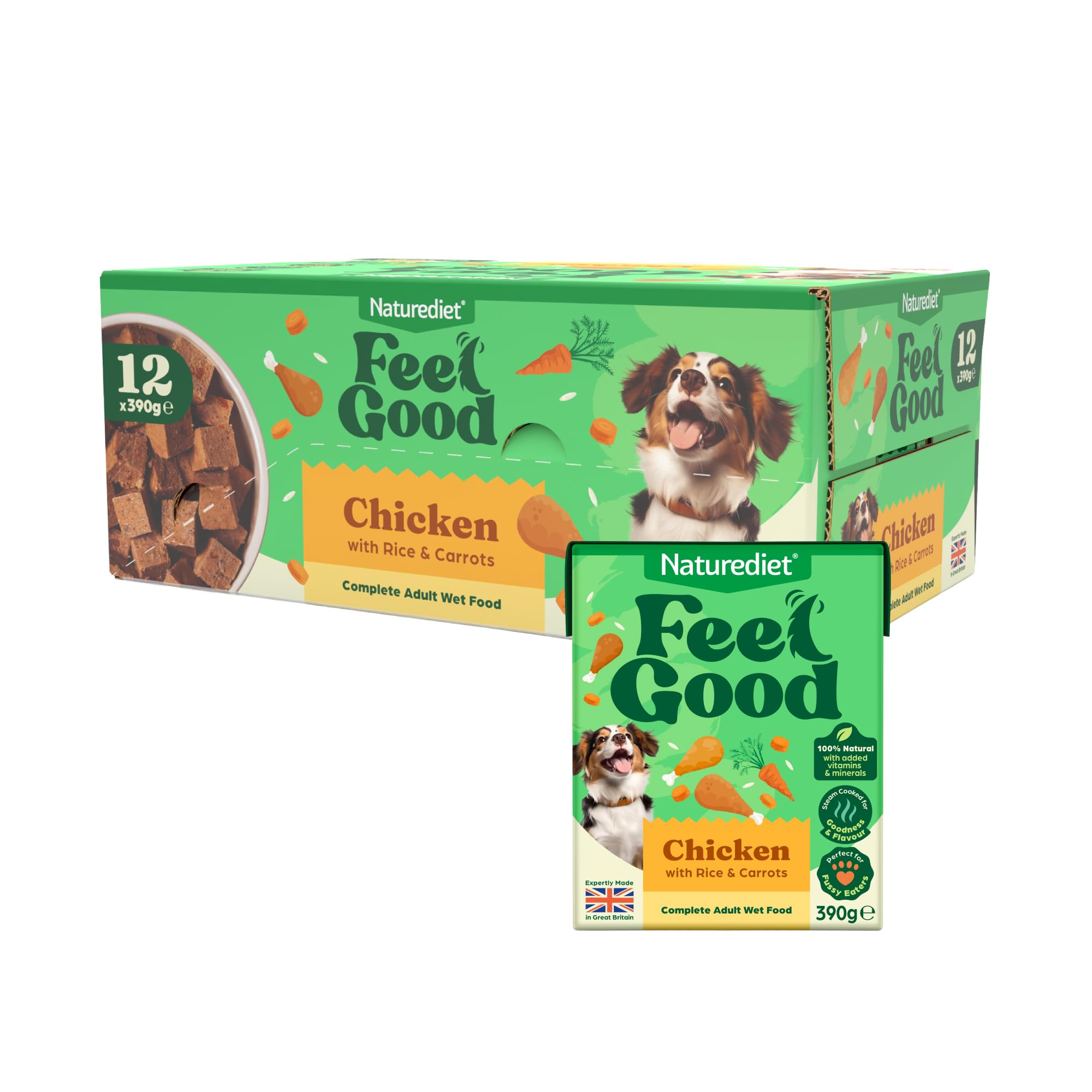 Naturediet Feel Good Wet Dog Food, Chicken, 12 x 390g Packs