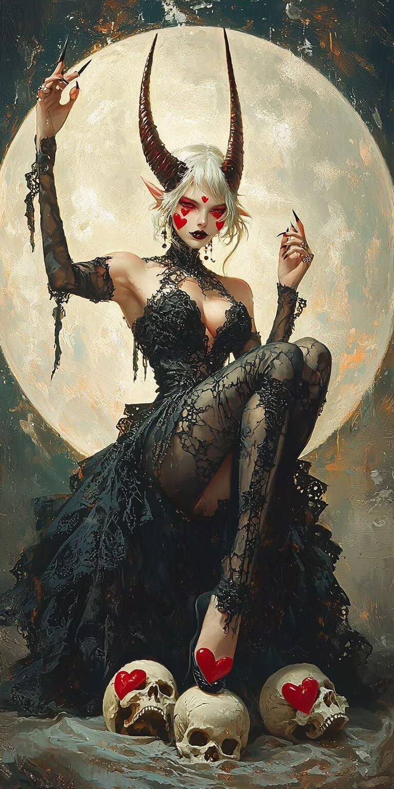 Malowanie według numerów dla dorosłych księżyc i demon dziewczyna, obrazy do malowania według numerów, zestaw do malowania olejnego na płótnie DIY dla pędzli, Pigment akrylowy, dekoracja domu 80x160cm