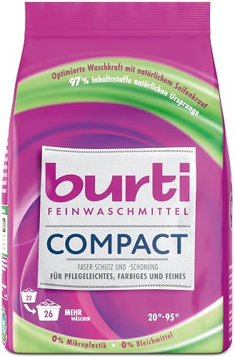burti COMPACT Waschmittel Pulver – Waschpulver & Feinwaschmittel für bunte, feine Wäsche - Fleckenentferner mit Farb- & Faserschutz – ca. 26 Wäschen