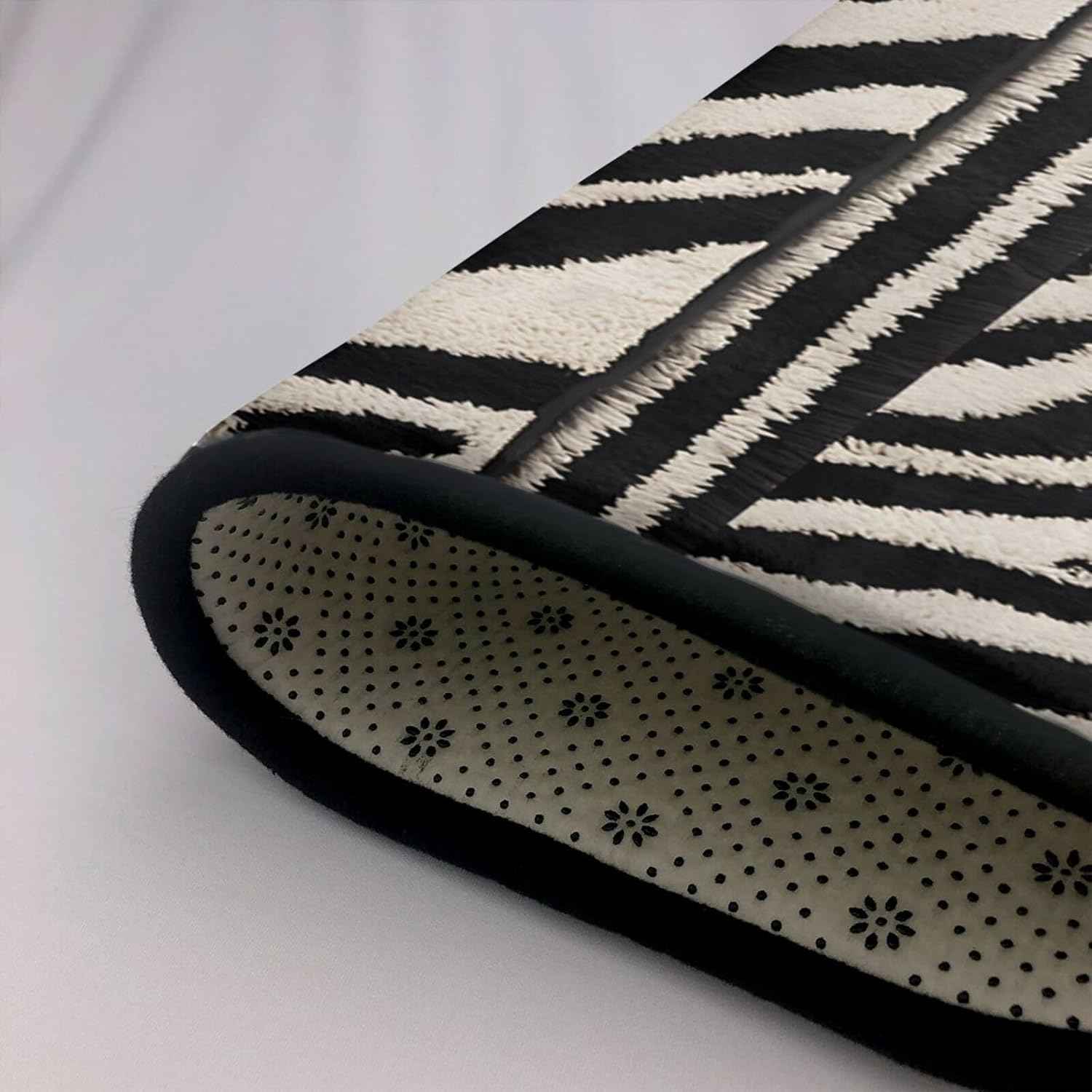 Flannel Non-Slip (Zebra Animal) Rug Pad 80×50in Soft Washable Protective for Hardwood Floors Bedroom Bathroom Living Room