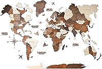 Vista 12 de Mapa del mundo 3D de madera para decoración de casa, decoración de pared 3D para sala de estar, decoración de pared de madera para oficina