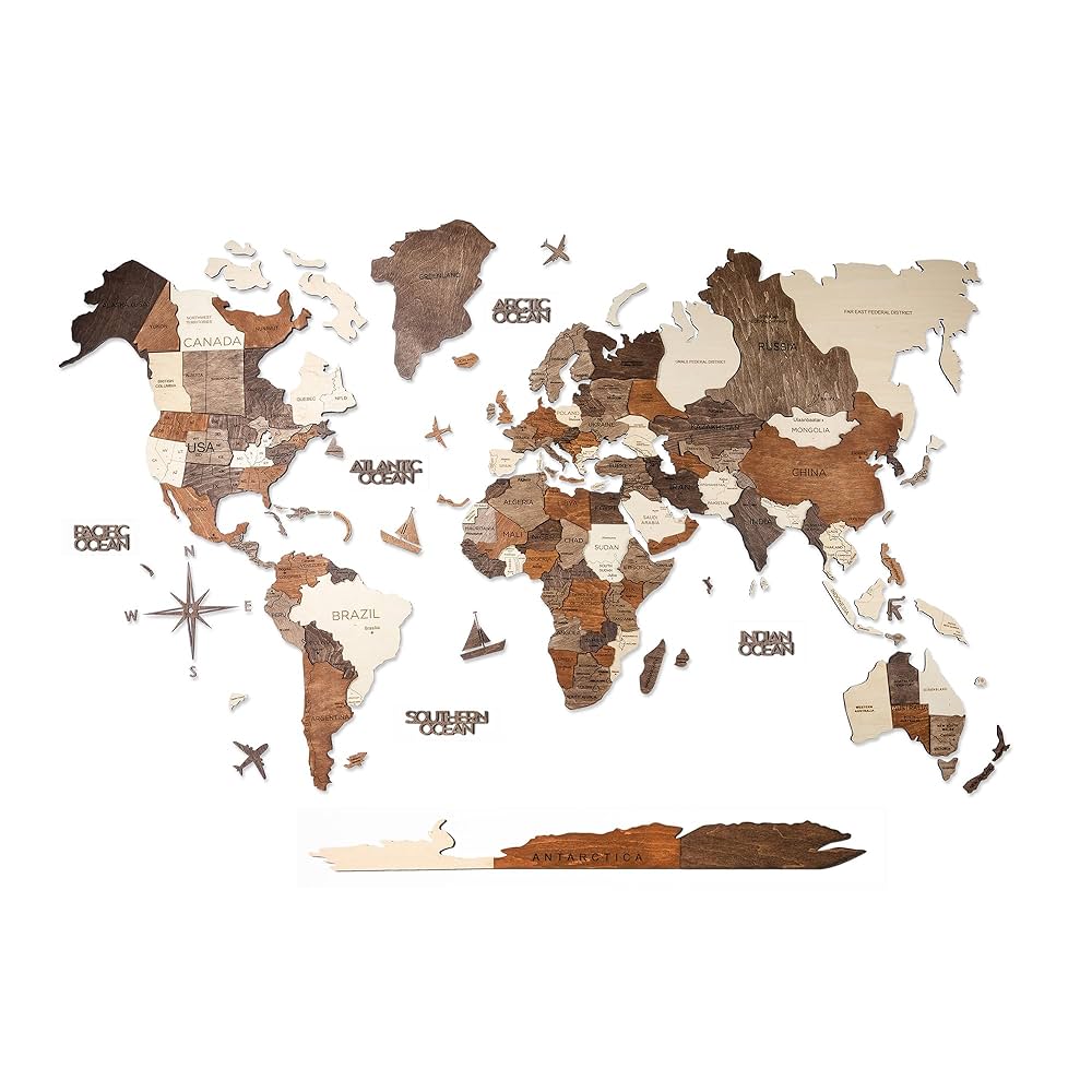 (最終値下げ)木製世界地図 フルカラー3D木製世界地図 | 68travel