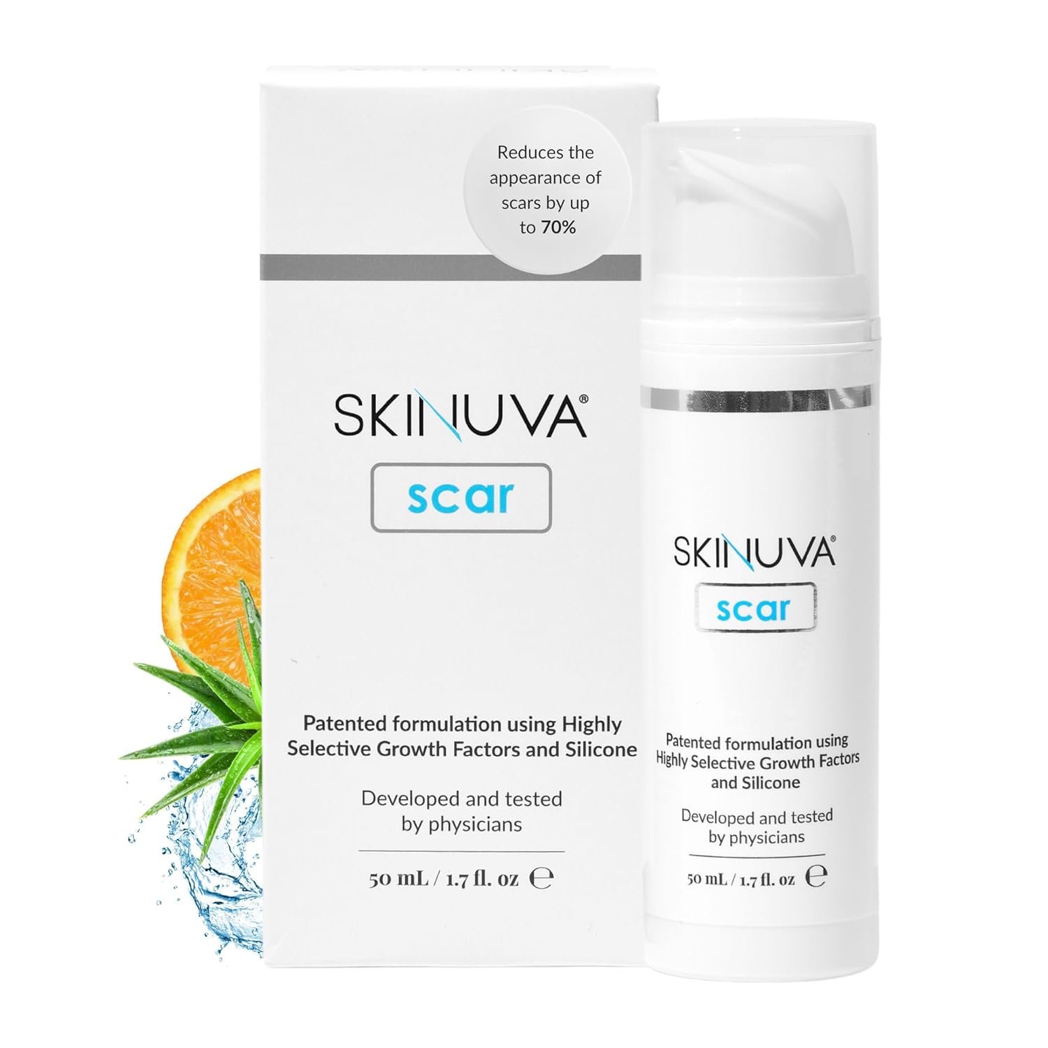Skinuva Next Generation Scar Cream - Advanced Silicone Scar Cream Matrix Formulated with Growth Factors & Clinically Proven to Help Reduce The Appearance of Scars (1.7 oz)