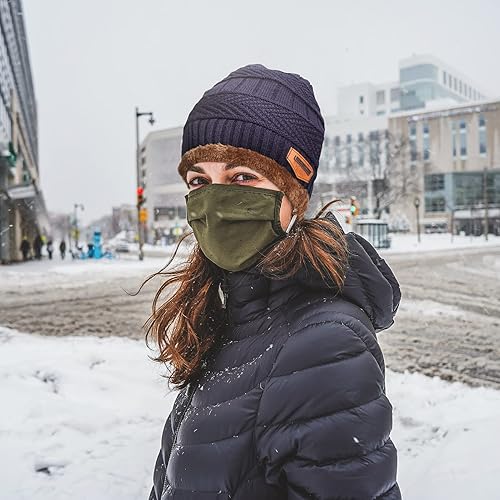 Miniatura 7 de Conjunto de bufanda y gorro de invierno, gorro cálido con forro polar, gorro de punto grueso para hombres y mujeres