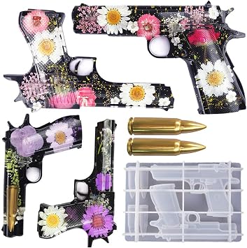 Cestony Gun Bullet Silicone Molds for DIY Cake Fondant Baking Biscuit Cookies Soap Tray 3D Chocolates Hard Candies Desserts Candles Drop Glue Decor Mold Tool