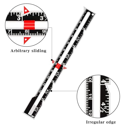 Miniatura 3 de 2 piezas de medidor de costura de metal deslizante herramienta de medición de costura, regla de calibre de acolchado para tejer, manualidades,