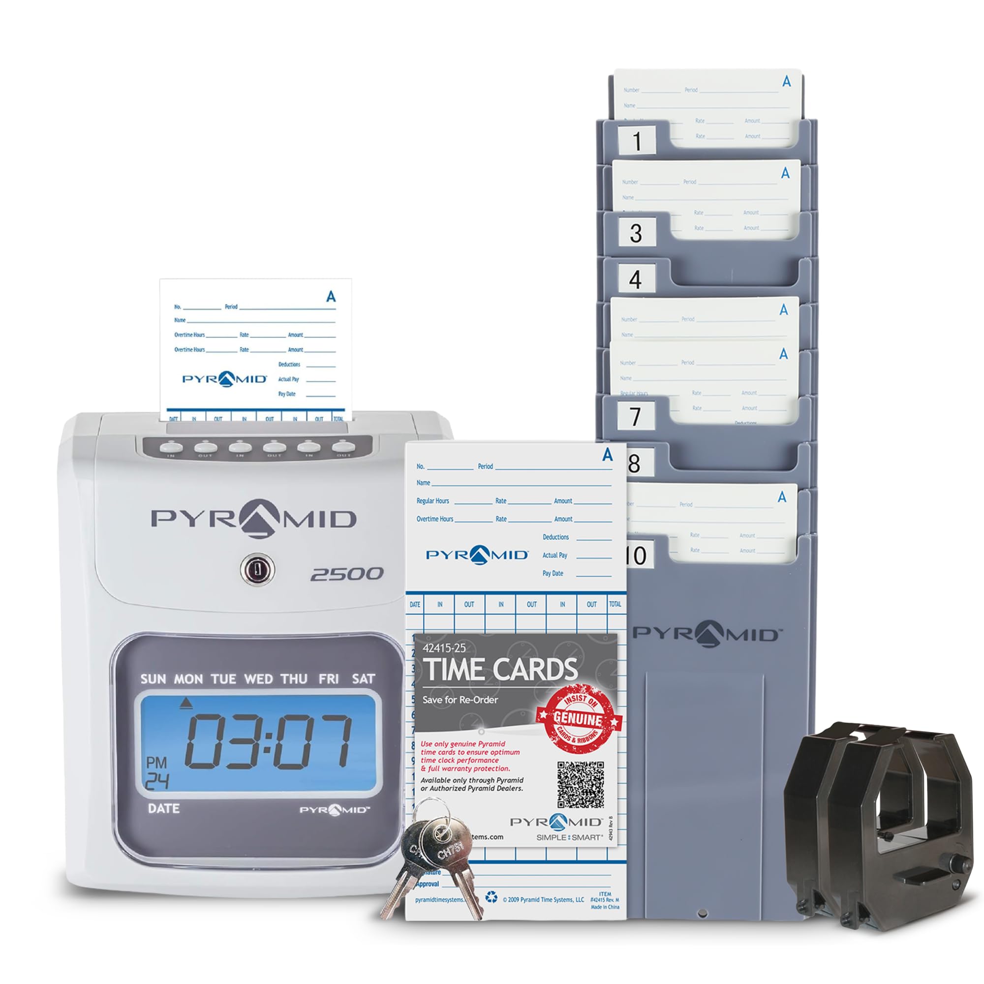 Pyramid Time Systems 2500 Auto-Aligning Time Clock Bundle [2500K1]