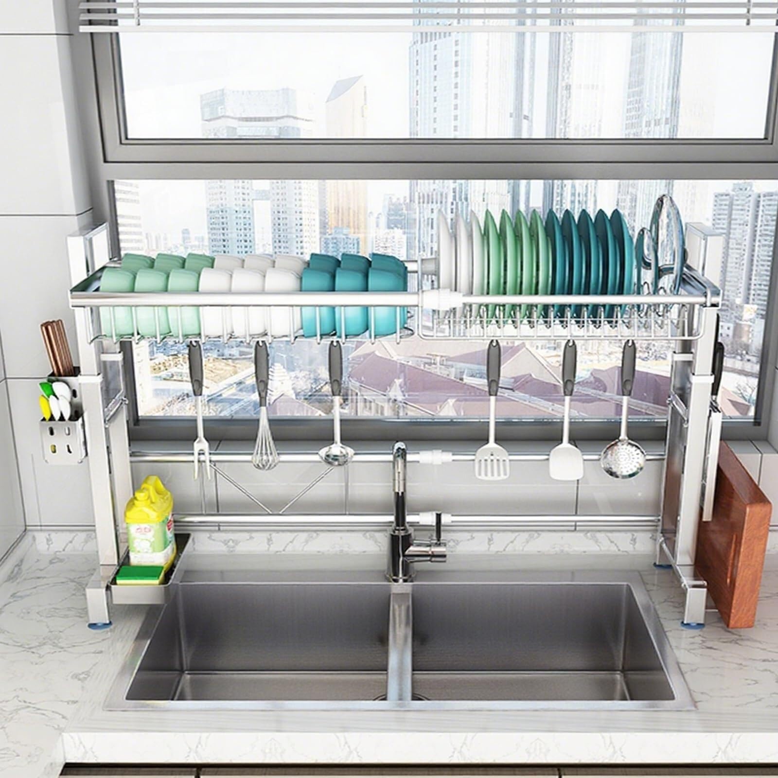 Over The Sink Dish Drying Rack (Expandable Height and Length) dish drainer