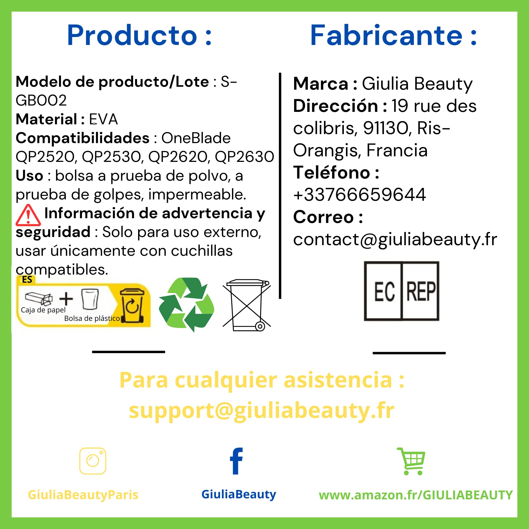 Peine auténtico para Cuchillas One Blade QP2520, QP2530, QP2620, QP2630, QP27xx, QP28xx, con Protector de Piel, Peine Cuerpo, Cepillo (Estuche + Peine de 14 Posiciones)