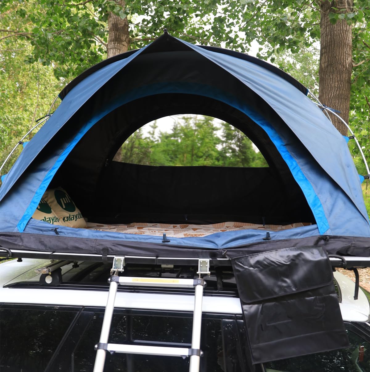 UNISTRENGH Car Roof Top Tent Waterproof Versatile DIY Hard Base Four Folded Large Space Top Tent for Family Camping Glamping