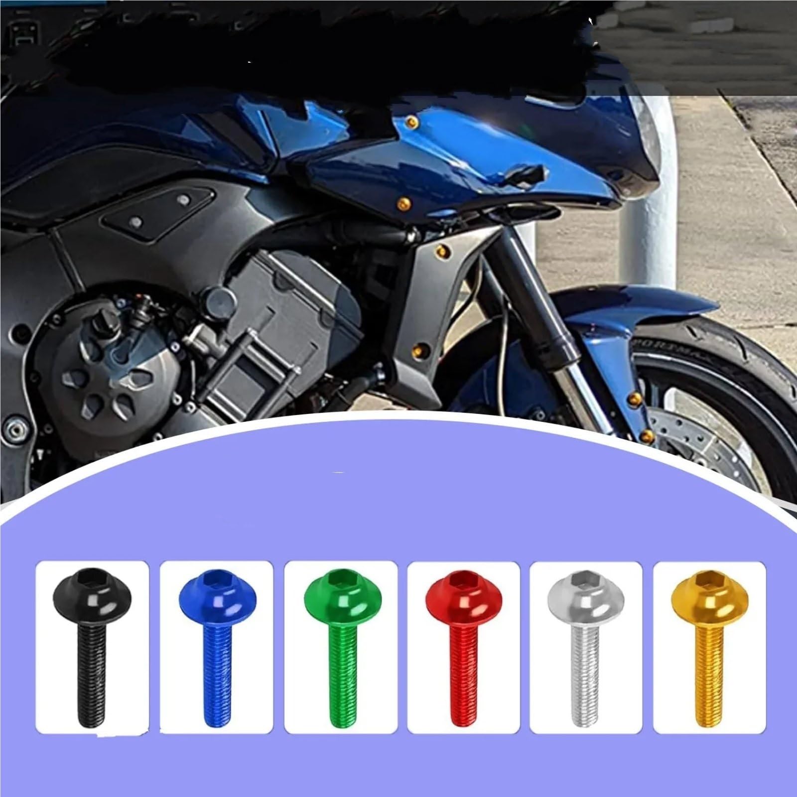 Compatibile con Yamaha per FZ10 per FZ1 per FZ6 per FZ8 per MT07 per MT09 Bulloni Carenati Clip da Dado del Kit da Dado A Bullone Bullone Clip Set Viti Assortimento Set(Blue)