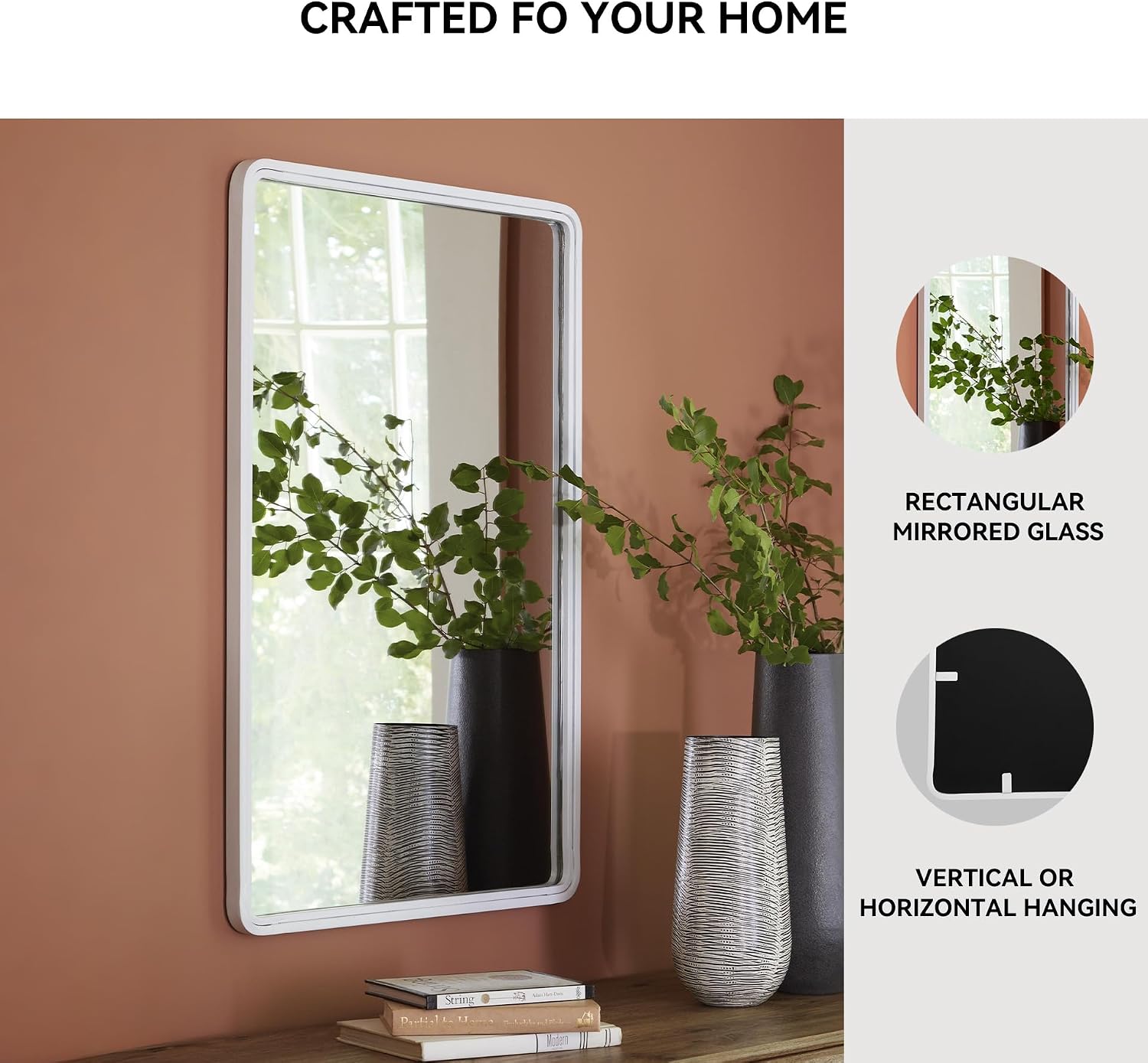 Signature Design by Ashley Brocky Contemporary Accent Mirror with Thick Frame, White