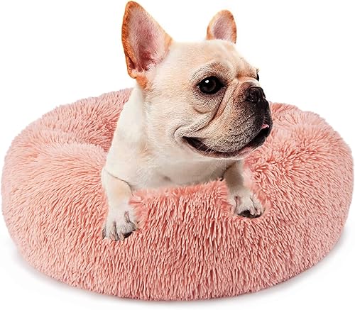 Camas para cachorros para perros pequeños, lavables, color rosa, lindas camas para perros pequeños para perros pequeños de 20 libras, cama calmante
