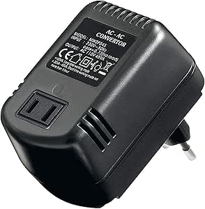 Goobay 54754 Spannungswandler AC/AC, max. 45 W, Umwandler 230 V AC auf 110 V AC, Wandler zum Anschluss von US Geräten an Europa Stromnetz, Schwarz