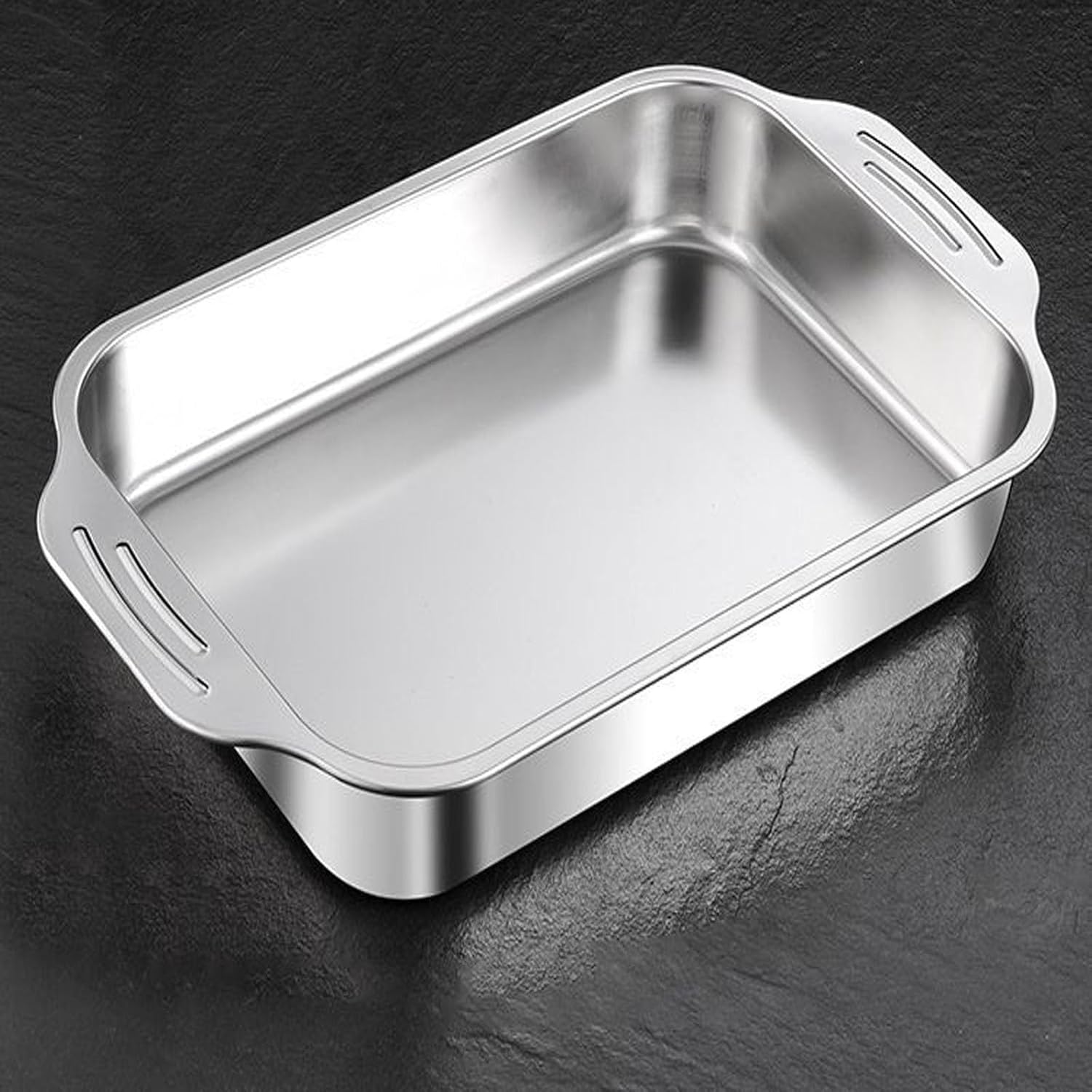 3-Piece.Stainless Steel Dinner Plate Large Rectangular Baking Tray Food-Safe Metal Serving Tray with Handles for Open Fires, Induction Cooktops, and Electric Ovens - Thickened Material,
