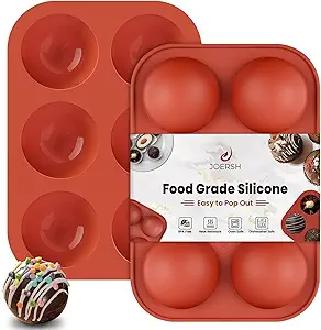 JOERSH 2 Pcs Hot Chocolate Bomb Molds, 6-Cavity Medium Semi Sphere Silicone Mold, Half Sphere Round Molds for Baking Cake, Candy, Jelly, Dome Mousse, Cocoa Bomb