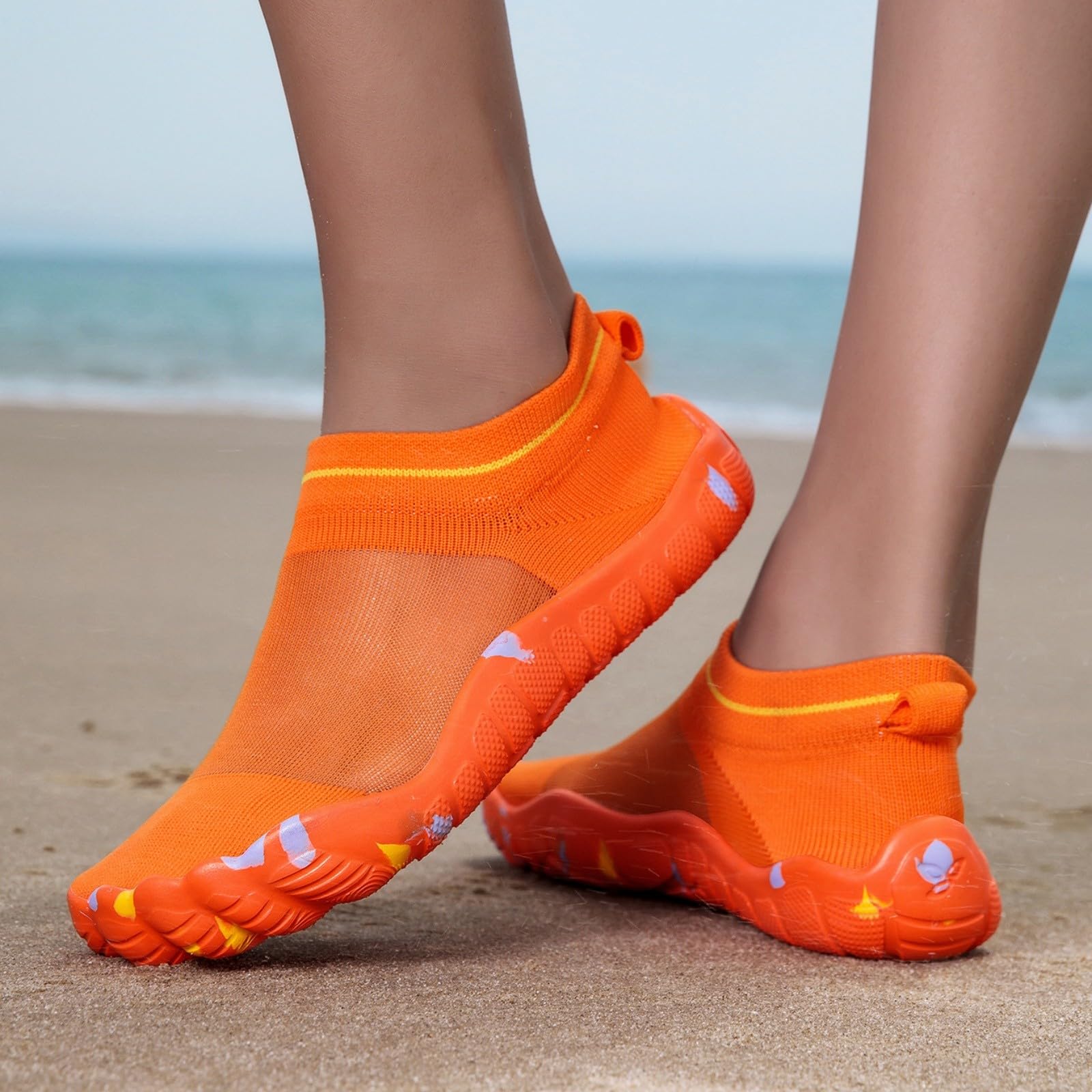 Męskie buty do wody na boso, bohema, lekkie skarpety do wody, szybkoschnące, buty do pływania z podeszwą moro, do surfingu na plaży i jogi, pomarańczowy, 38 EU