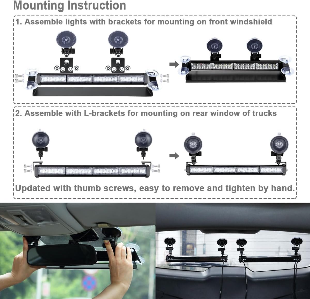 Diagram showing the dimensions of the light bar and control panel