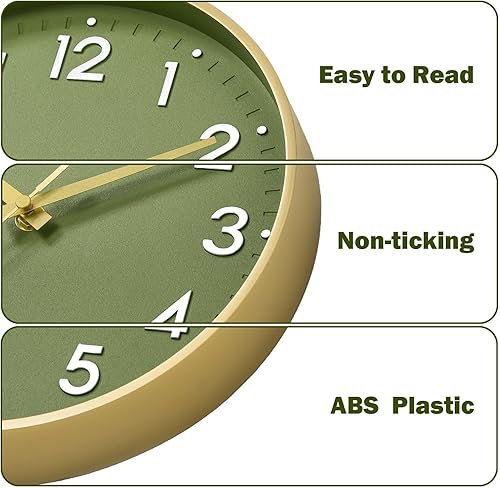 Miniatura 7 de Mosewa Reloj de pared de 8 pulgadas, funciona con pilas, silencioso, sin tictac, moderno, analógico, decorativo, para cocina, dormitorio, oficina