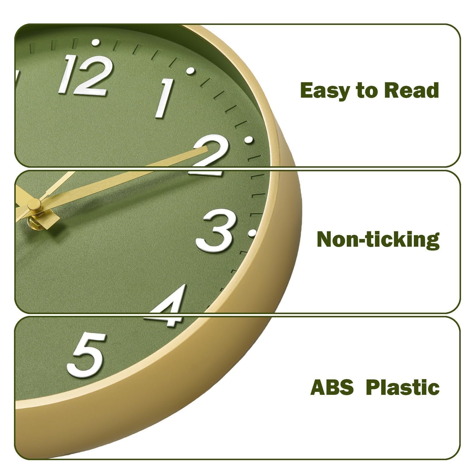 Mosewa Wall Clock 8 Inch, Battery Operated Silent Non-Ticking Modern Analog Clock Decorative for Kitchen, Bedroom, Office, Living Room(Gold)