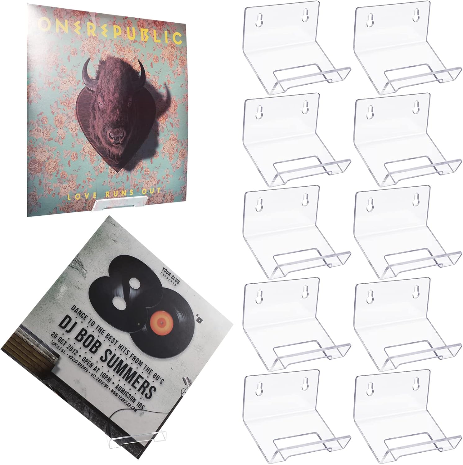12 Pack Vinyl Record Shelf Acrylic Vinyl Record Wall Mount Clear Album