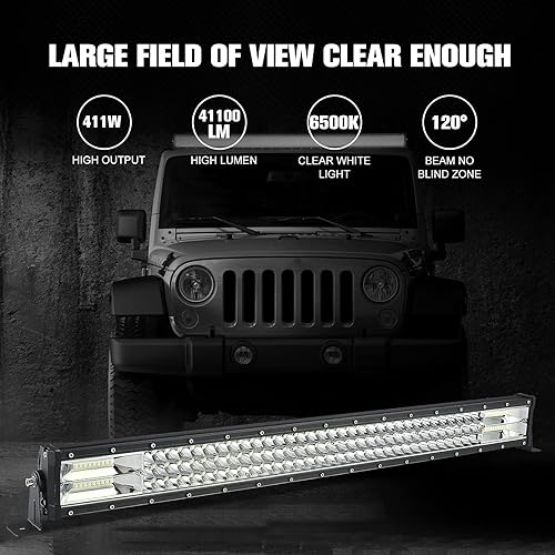 Miniatura 3 de Barra de luz LED de 32 pulgadas, 441 W, triple fila de inundación, lámpara de conducción de trabajo, 2 unidades de 4 pulgadas, 60 W, cubo