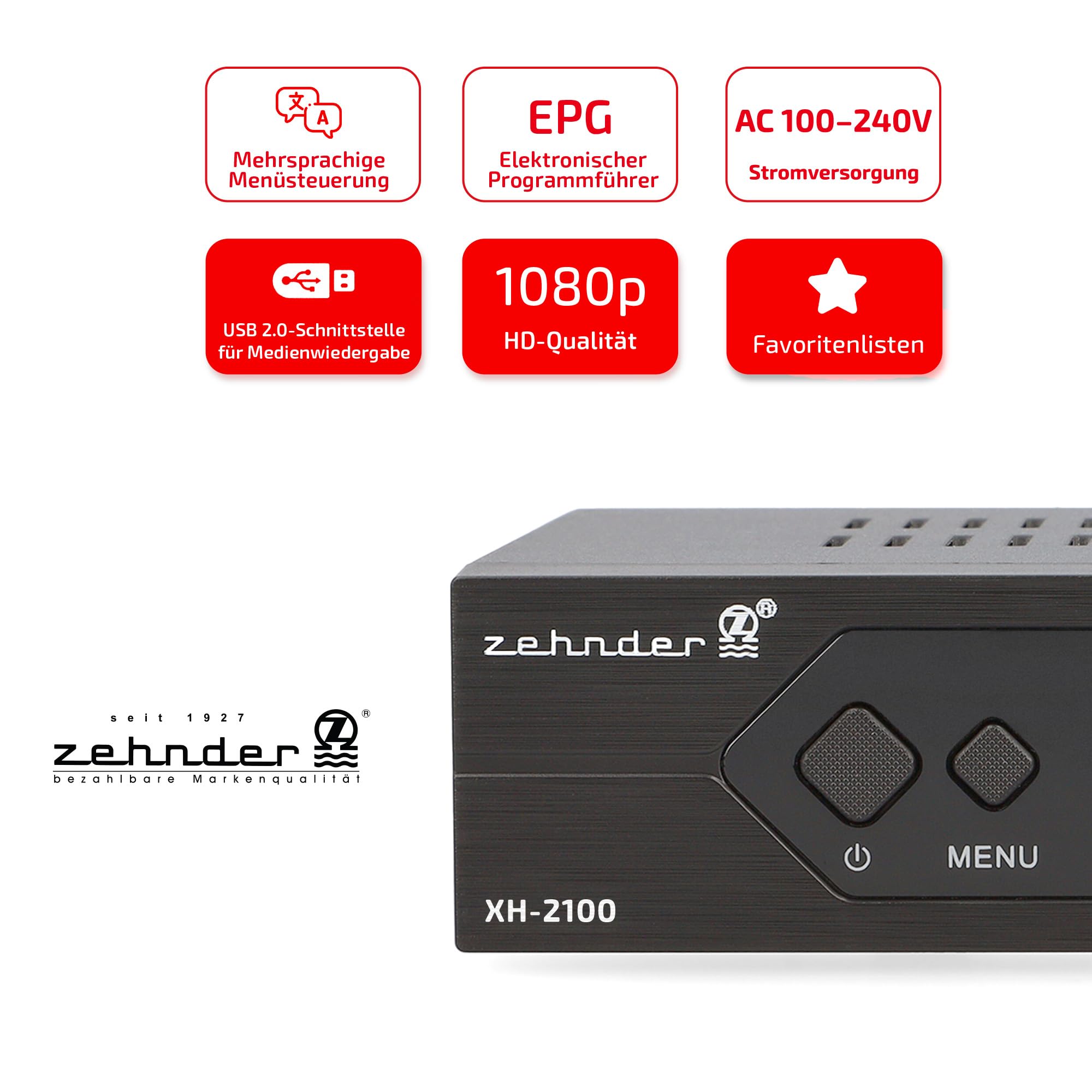Zehnder HX 2100 Full HD Kabel Receiver DVB-C mit PVR Aufnahmefunktion SCART USB