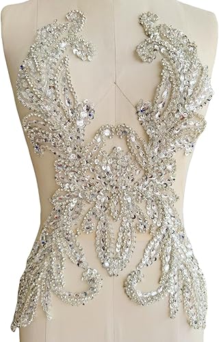 Accesorios de apliques de encaje de diamantes de imitación hechos a mano puros cuentas de costura a mano piedras parches para vestido de novia de