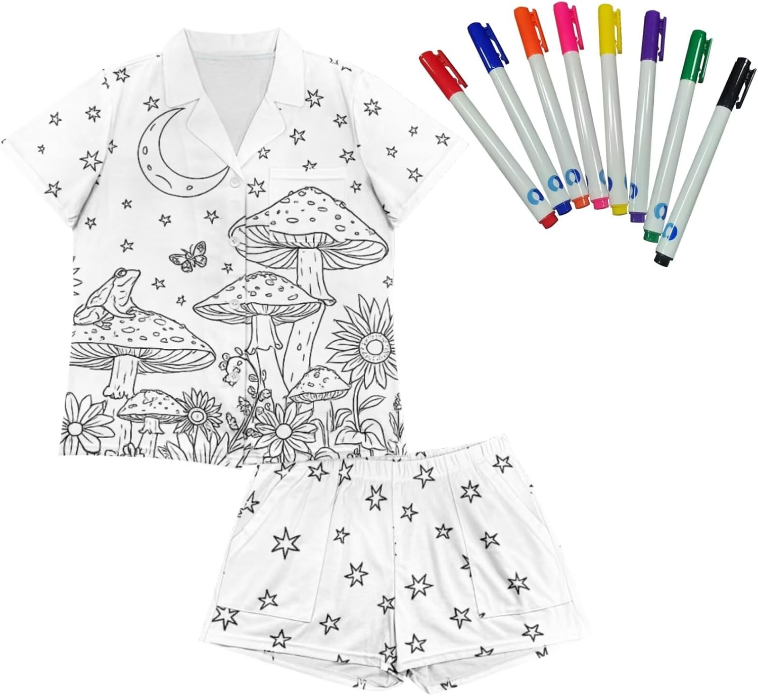 DIY Coloring Pajama Set Art Kit, Color Your Own Personalized Pajamas Hand Painted for Women