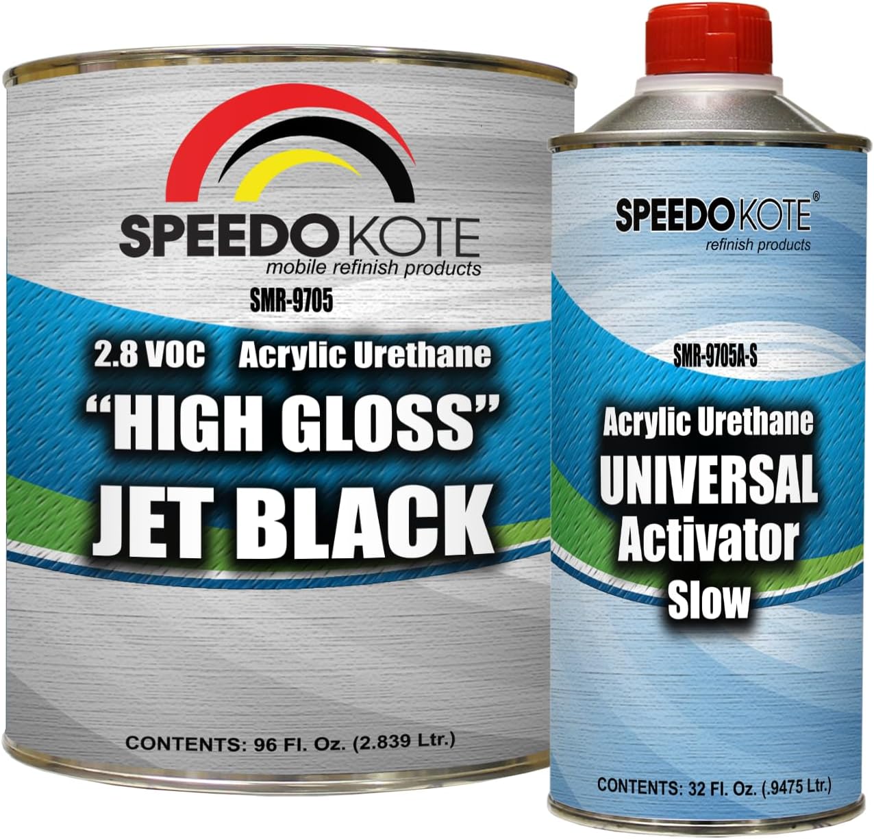 Speedokote High Gloss Jet Black 2K Acrylic Urethane, 3/4 Gallon Black and 1 Quart Slow Activator, SMR-9705-S