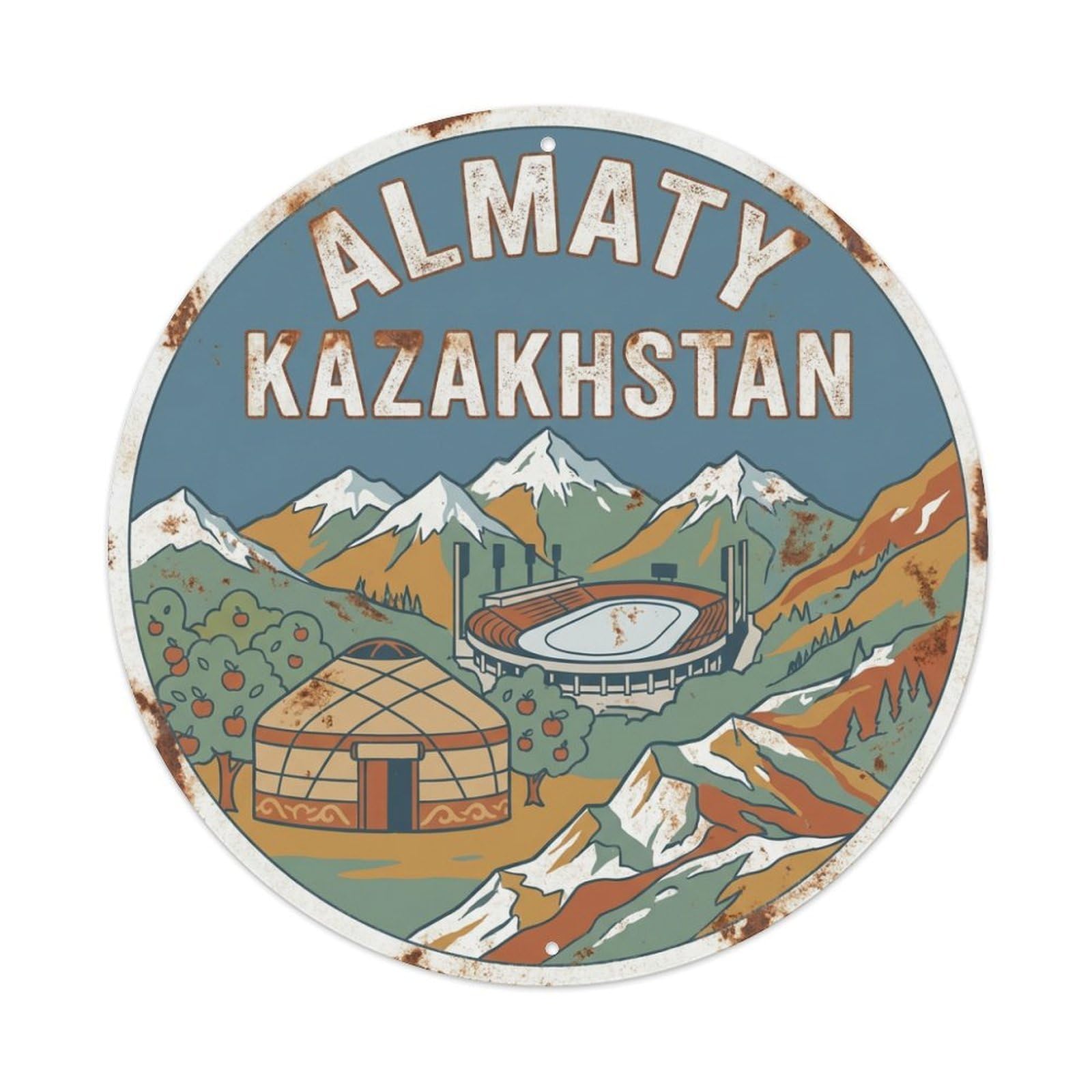 Travel Vintage Kazakhstan Almaty Metal Tin Sign