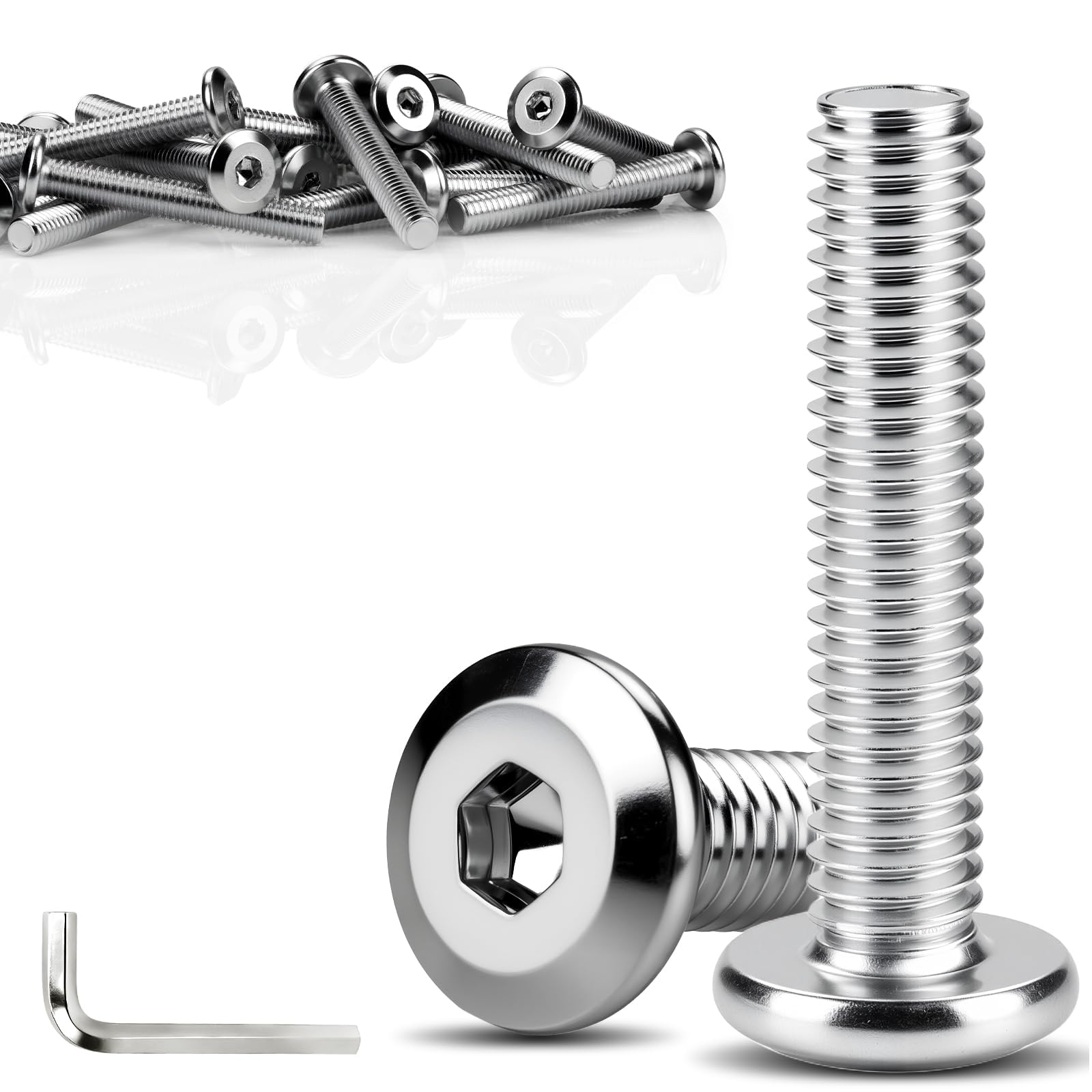 TXXATX M8 Bolts M8x60 mm Flat Head Hex Socket Screws 20pcs Allen Screw 60 mm Bed Bolts with Hex Key for DIY & Home Repairs, Woodworking Projects, Furniture Cots Beds Assembly, Machinery