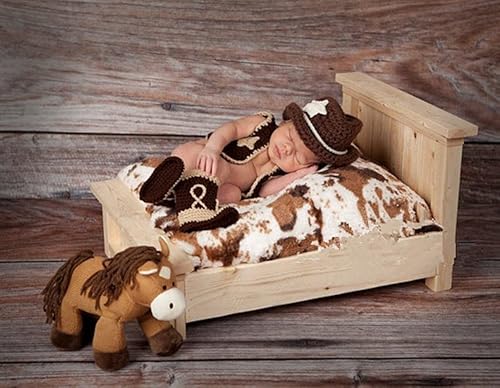 Miniatura 2 de Pinbo Newborn baby boys Photo Prop Crochet Cowboy Set Hat Vest Boots Costume