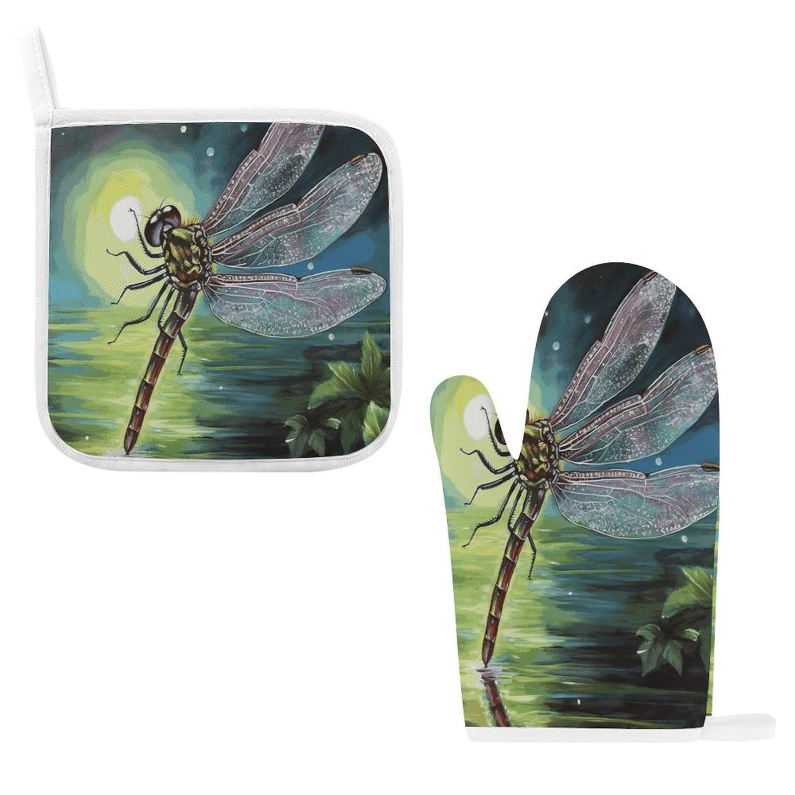 Fodpand Style Dragonfly Painting Oven Mitts And Pot Holders Sets