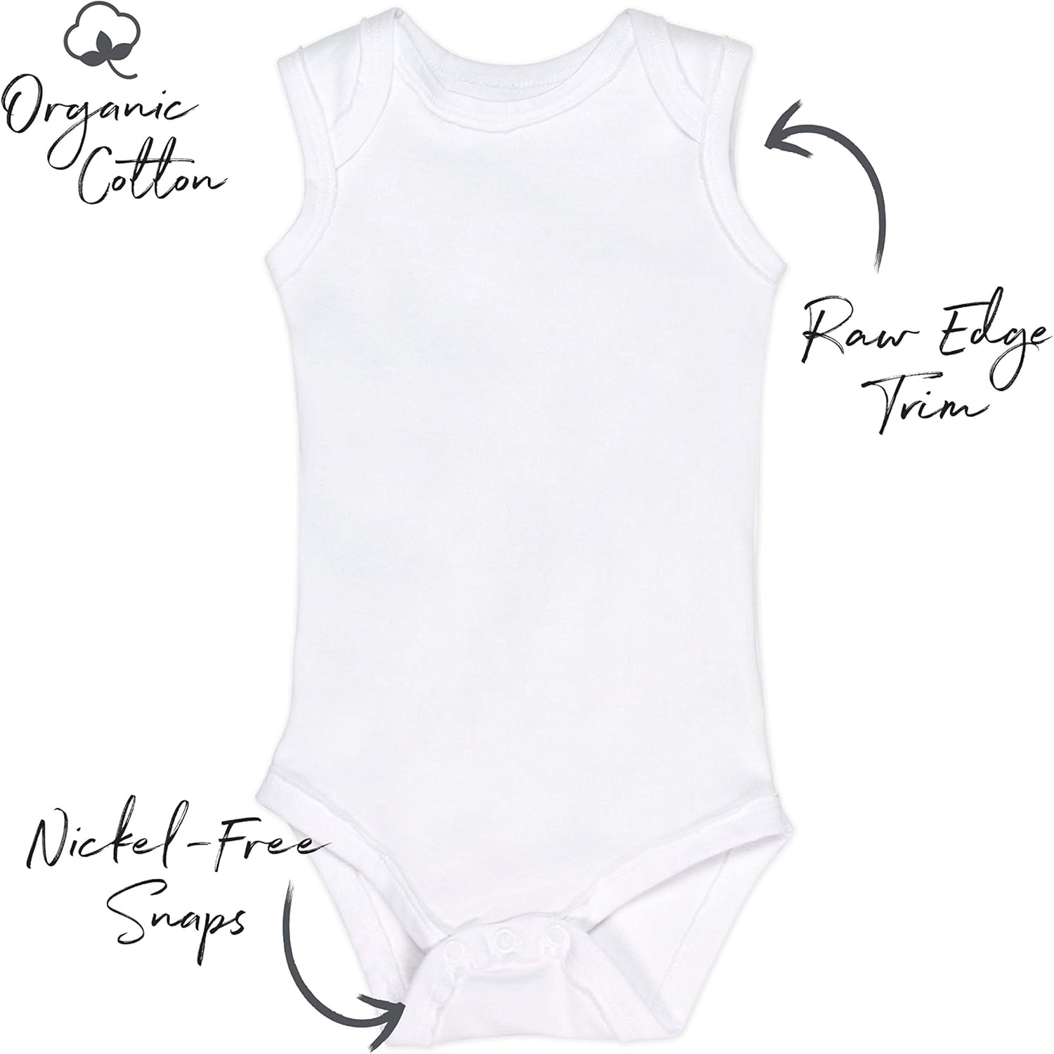 HonestBaby baby-boys Sleeveless Bodysuits One-piece 100% Organic Cotton for Baby Boys, Girls, Unisex