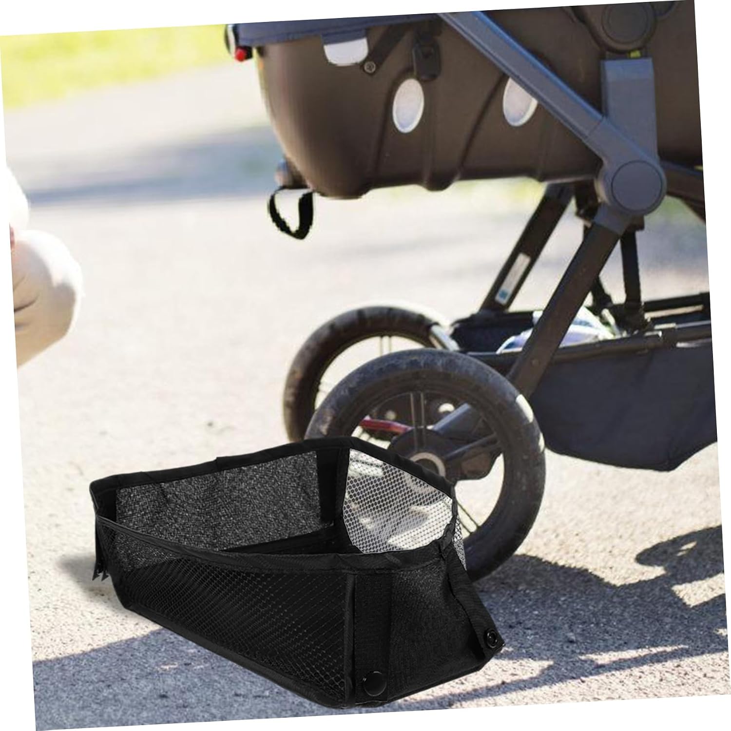 BESPORTBLE Baby Stroller Bottom Organizer Bag Mesh Storage Pouch for Baby Gear Universal Stroller Storage Basket Sturdy and Easy to Attach for Parents Go