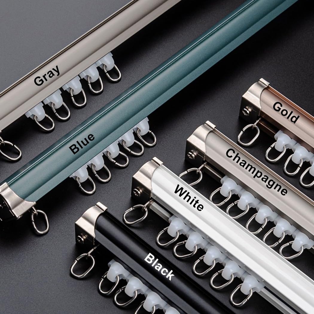 Adjustable Curtain Track System 27-236 Inch, Sliding Room Divider Track Set (2.3-19.7FT), Ceiling/Wall Mount with Quiet Rollers, Gray, 16.4FT/500CM, Perfect for Space Manageme