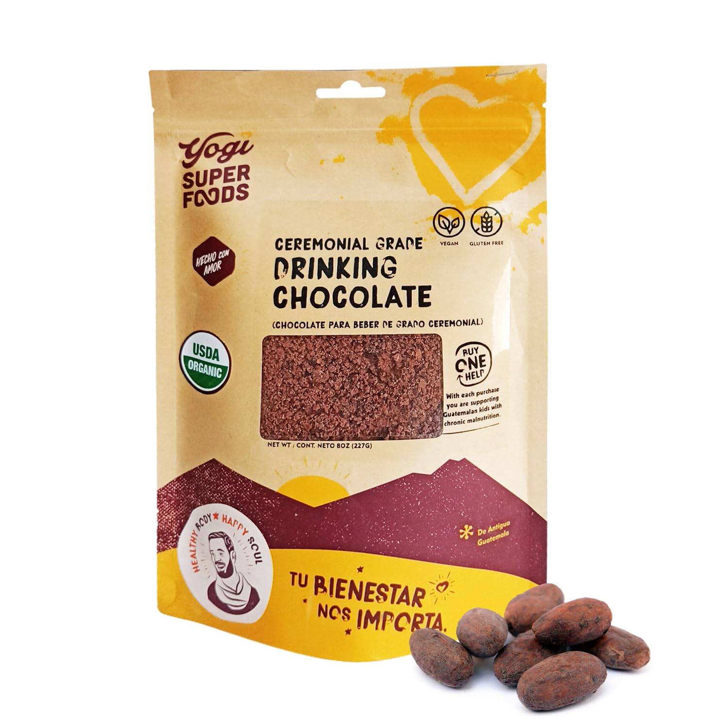 Ceremonial Grade Cacao Drinking Chocolate, Cacao Coffee Alternative Caffeine Free - Organic Unsweetened Cacao Drink, Coffee Substitute Gluten Free