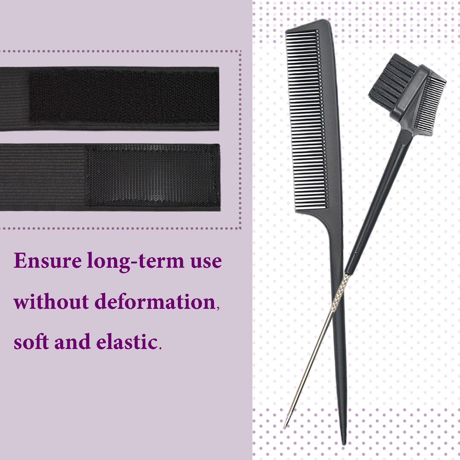 2 Pcs Wig Bands Lace Melting Bands Wig Elastic Bands with Combs and Hair Brush for Lace Front Wigs (Width 1 Inch)