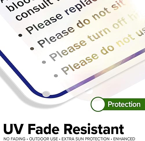 Vista 27 de Letrero de reglas de seguridad para bañera de hidromasaje, 10 x 14 pulgadas, libre de óxido, aluminio 040, resistente a la decoloración, fabricado