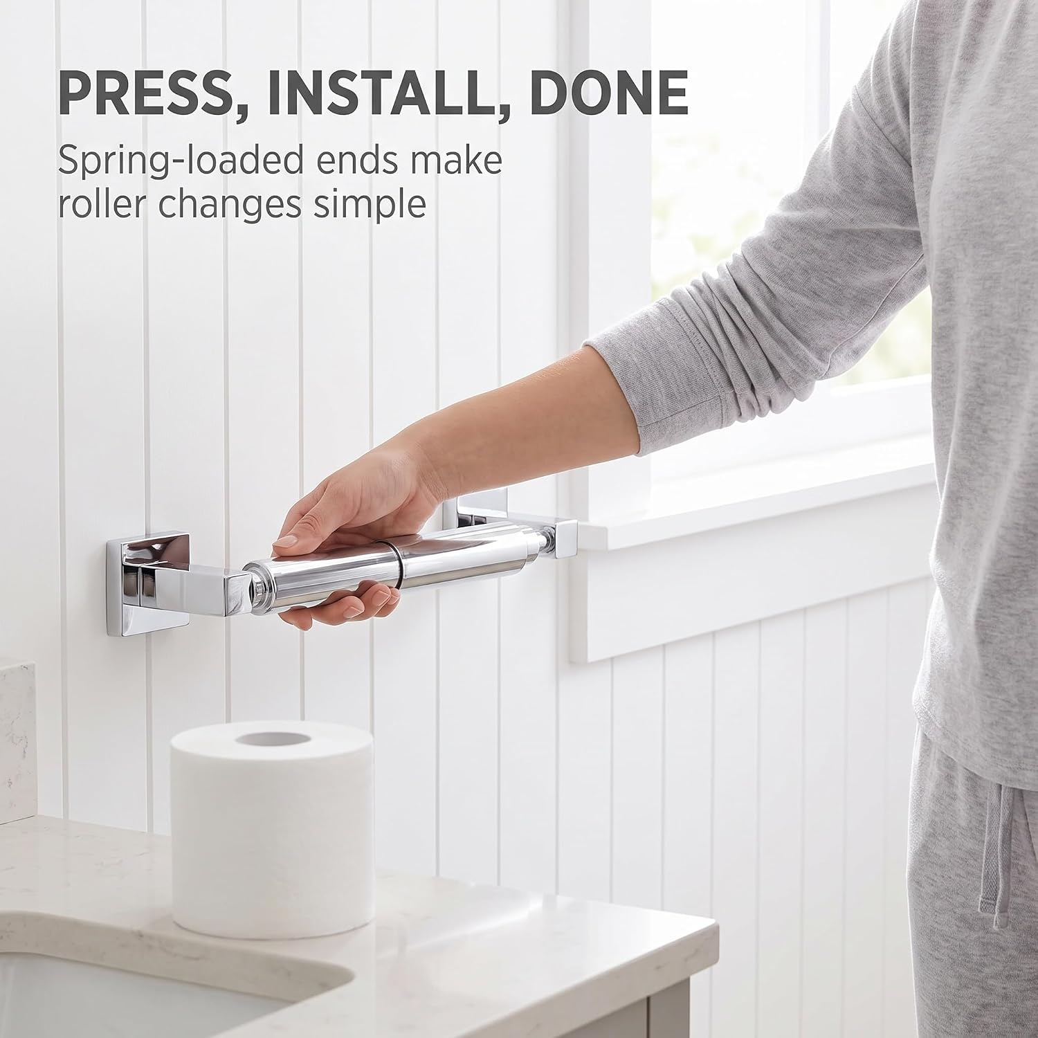 Silver Paper Toilet Holder Replacement Rod Toilet Paper Holder Roller Plastic Toilet Paper Holder Spring Loaded Holder Roller Toilet Paper Spring Rod