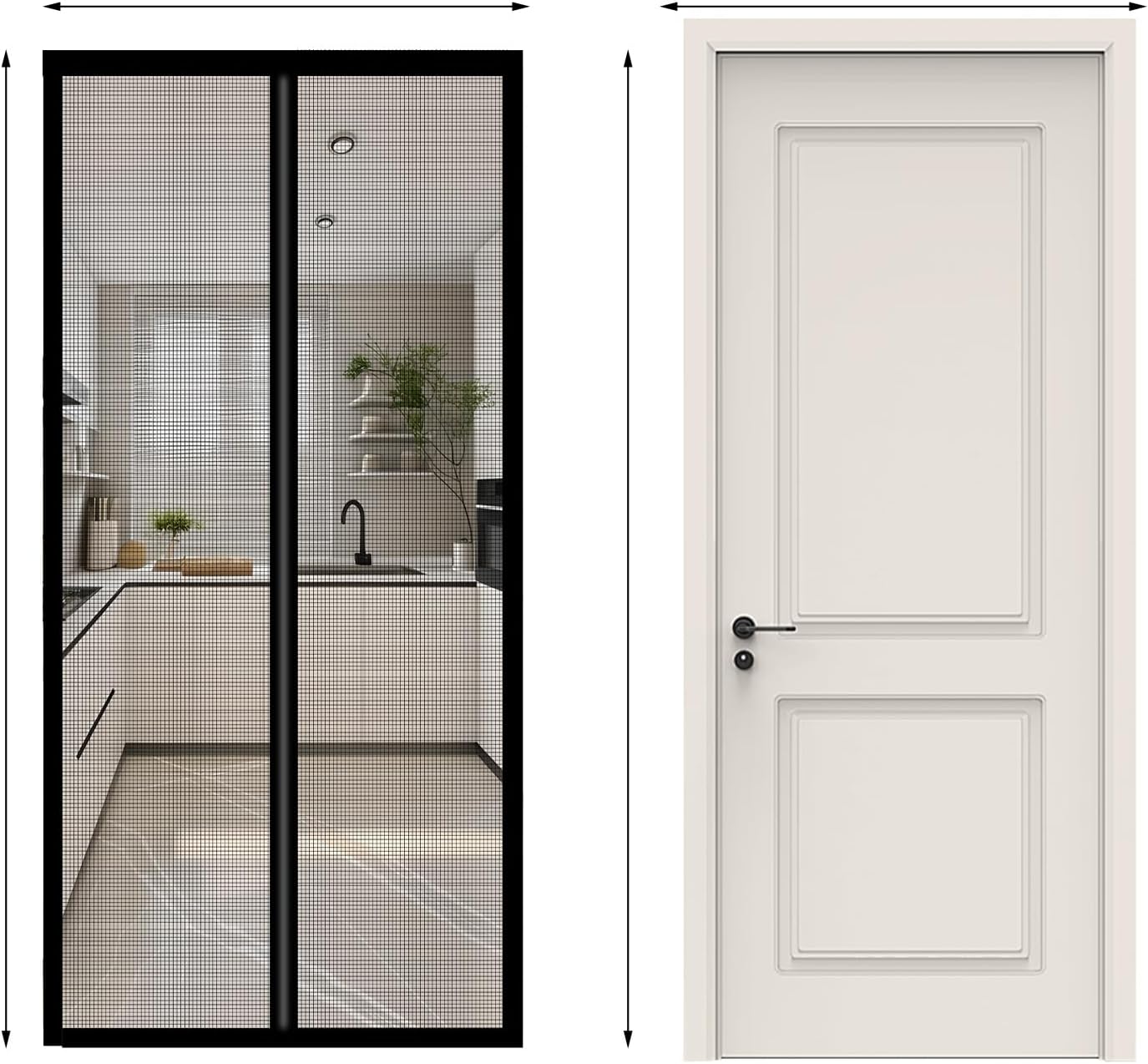 Generic Hands-Free Magnetic Shieldingfibreglass Door. Size for Door (38 inches x83 inches). Prevent Mosquito Keep Ventilated Pets & Children can Pass smoothly Keep Open Button, Gray, ZM-door-FB01