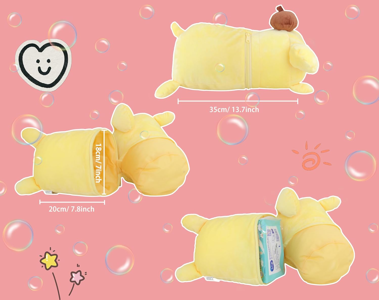 Roffatide Anime Pompom Purin Tissue Box Cartoon Plush Doll Tissue Cover Creative Paper Holder Napkin Box Paper Storage for Car Home Bathroom