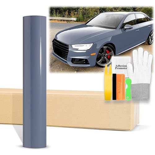 60"x600" (5FTx50FT) Space Gray High Gloss Glossy Vinyl Wrap Auto Car Sticker Decal Film Sheet Bubble Free Air Release Technology with Tool Kit
