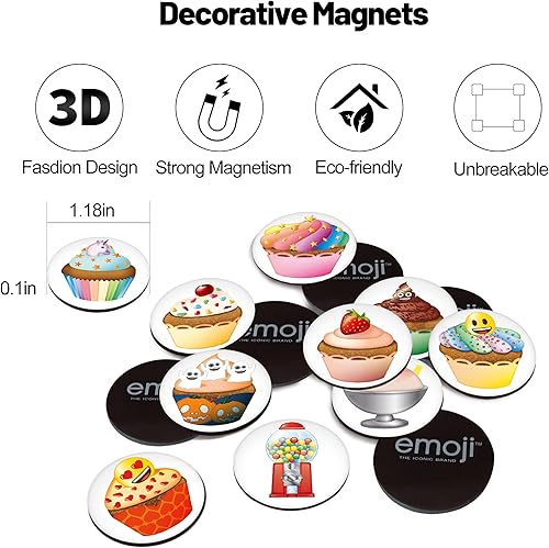 Miniatura 5 de MORCART - 28 imanes de nevera con emoji Sweet Hours, lindos y divertidos imanes para nevera, imanes decorativos de pizarra blanca, imanes para