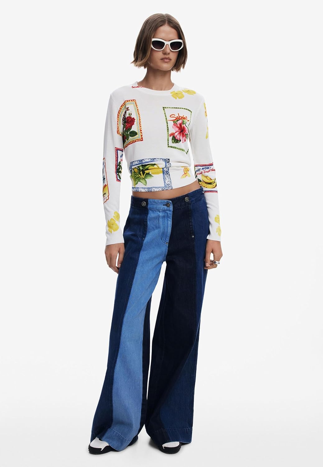 Desigual Women's Tropical Stamps Sweater