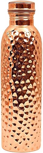 Botella de agua martillada de cobre puro con tapa 900ML
