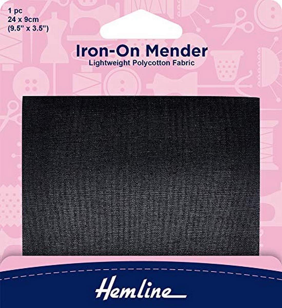 Polycotton Mender Iron On, 9x24cm - Black