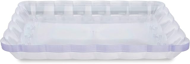 MATANA - 6 Large Rectangular Clear Multi-Use Serving Platter Food Party Tray - 32cm x 24cm
