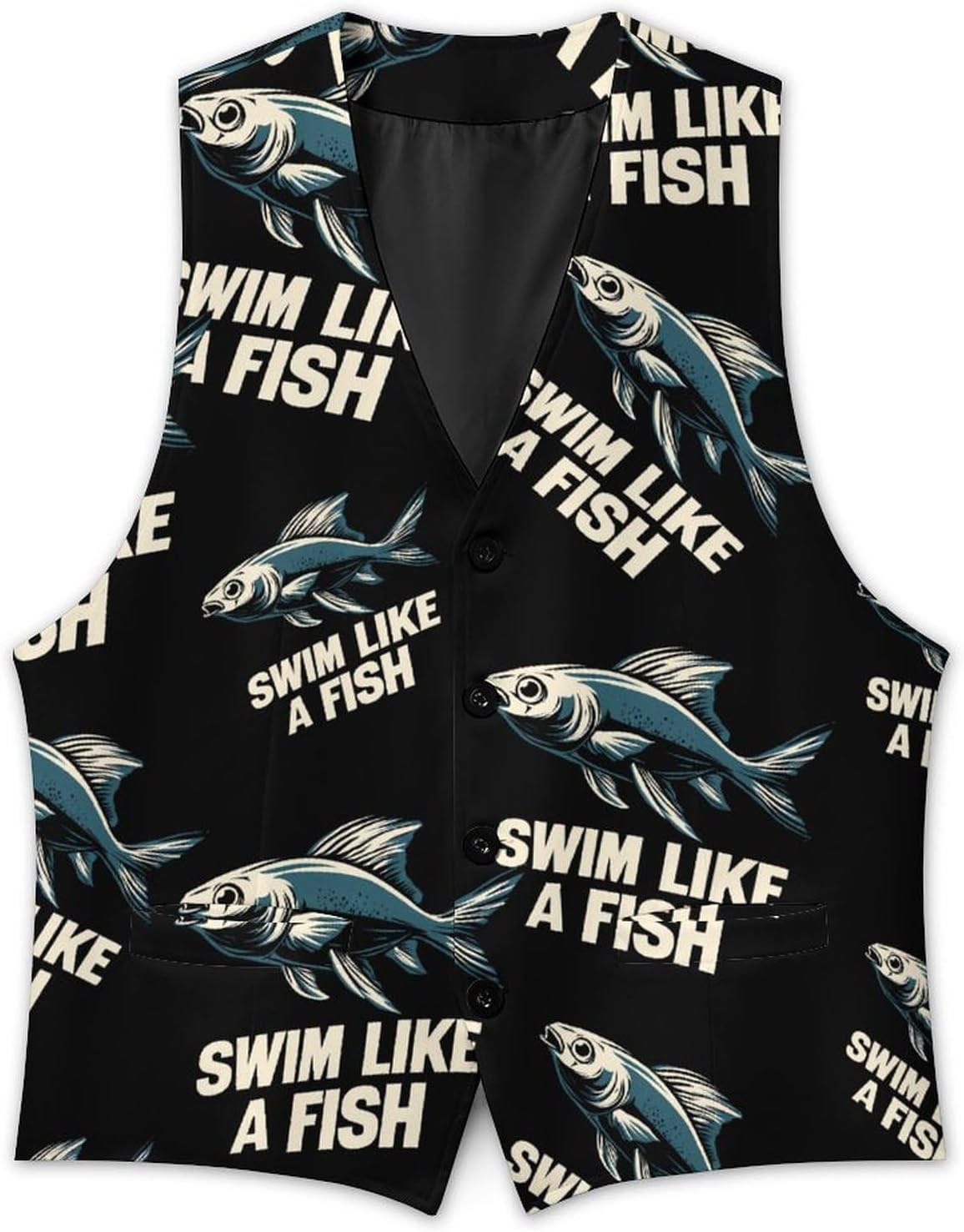Swim Like A Fish Casual Suit Vest for Men Formal Business Dress Regular Fit Waistcoat Tuxedo